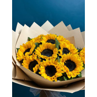 Bouquet Of 11 Golden Sunflowers Helios” in craft paper